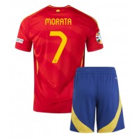 Fotbalové Dres Španělsko Alvaro Morata #7 Dětské Domácí ME 2024 Krátký Rukáv (+ trenýrky)